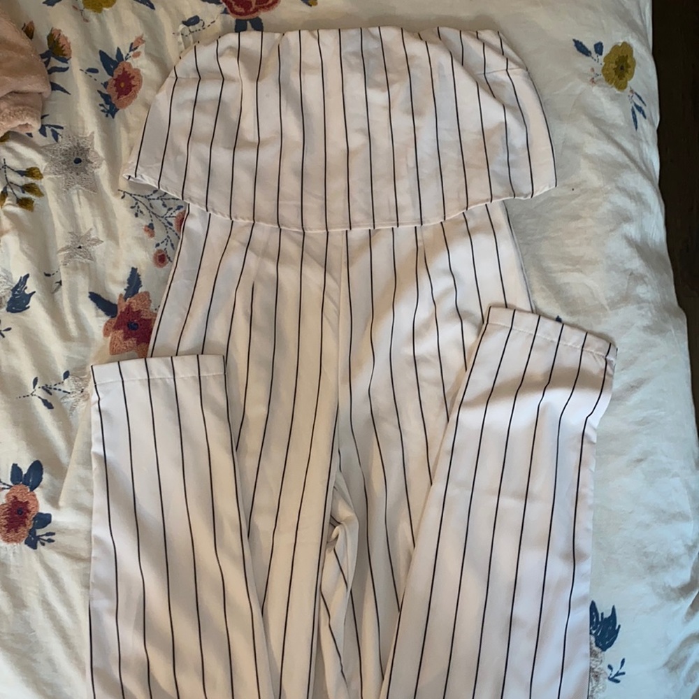 Strapless Striped Jumpsuit